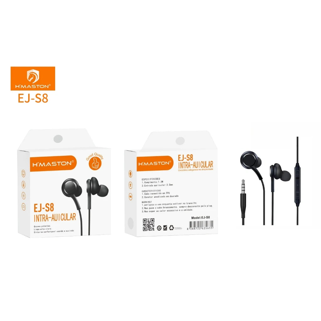 Fone De Ouvido Para Celular Microfone Original HMaston EJ-S8 Otimo Qualitaty