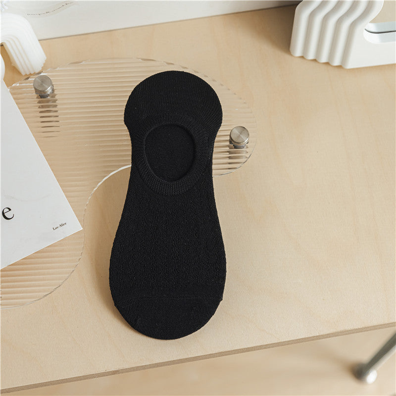 Spring and Summer Socks Women's Thin Shallow Mouth Invisible Boat Socks Non-slip and Non-falling Mesh Breathable Air-conditioning Socks Women's Socks