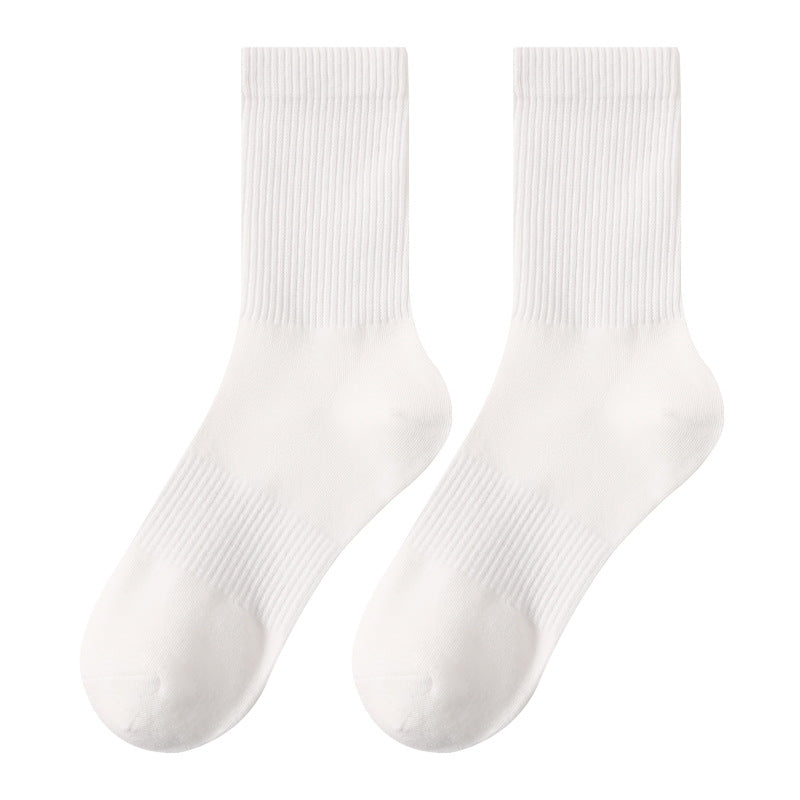 Zhuji Socks Men's Deodorant Sweat-Absorbent Cotton Sports Socks Anti-Pilling Anti-Slip Waist Mid-Calf Socks Black and White Gray Men's Socks