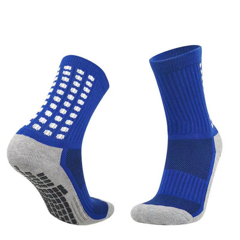 Gray Cotton-Soled Football Socks with Glue Dots, Non-Slip, Sweat-Absorbent and Breathable Mid-Tube Glue Socks, Towel-Soled Basketball Socks, Silicone Professional