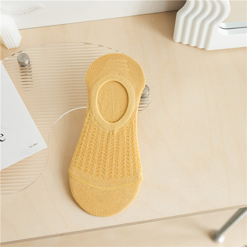 Spring and Summer Socks Women's Thin Shallow Mouth Invisible Boat Socks Non-slip and Non-falling Mesh Breathable Air-conditioning Socks Women's Socks