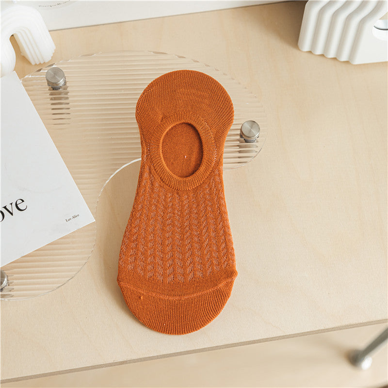 Spring and Summer Socks Women's Thin Shallow Mouth Invisible Boat Socks Non-slip and Non-falling Mesh Breathable Air-conditioning Socks Women's Socks