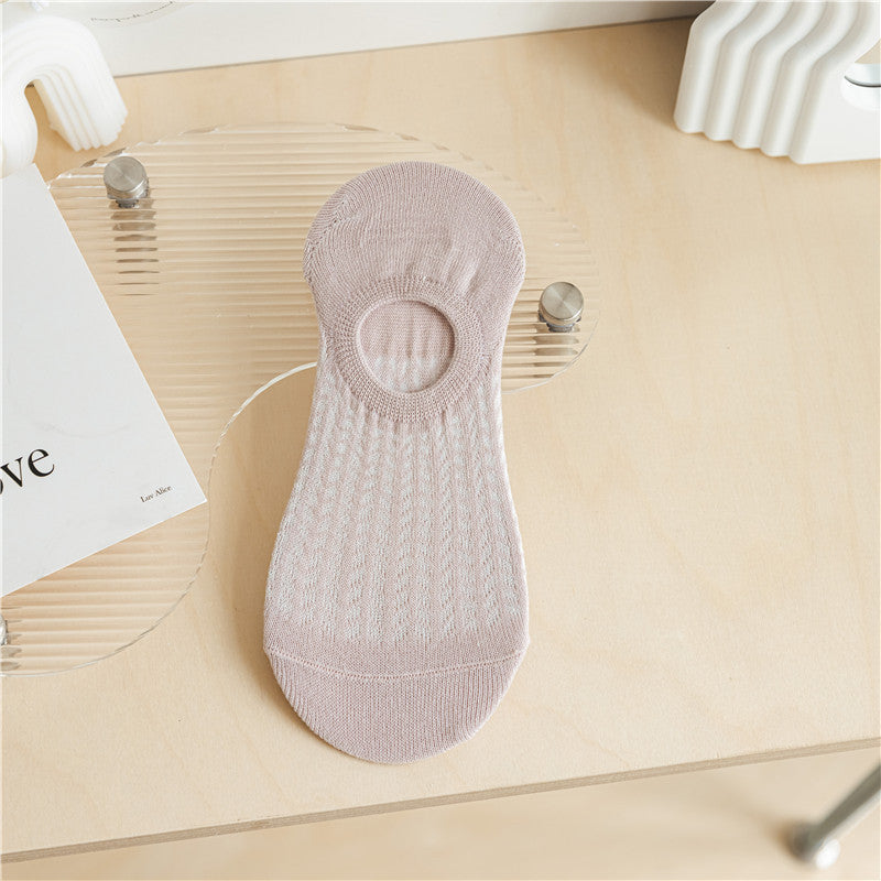 Spring and Summer Socks Women's Thin Shallow Mouth Invisible Boat Socks Non-slip and Non-falling Mesh Breathable Air-conditioning Socks Women's Socks