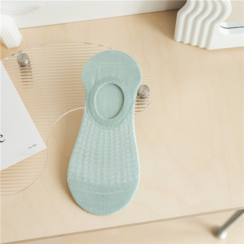 Spring and Summer Socks Women's Thin Shallow Mouth Invisible Boat Socks Non-slip and Non-falling Mesh Breathable Air-conditioning Socks Women's Socks