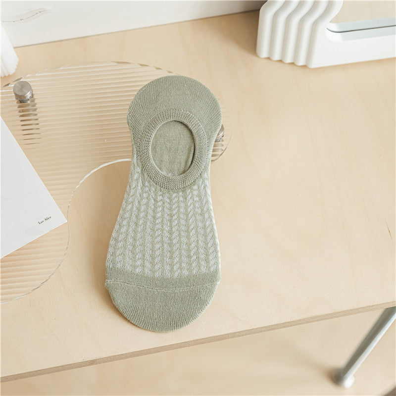 Spring and Summer Socks Women's Thin Shallow Mouth Invisible Boat Socks Non-slip and Non-falling Mesh Breathable Air-conditioning Socks Women's Socks