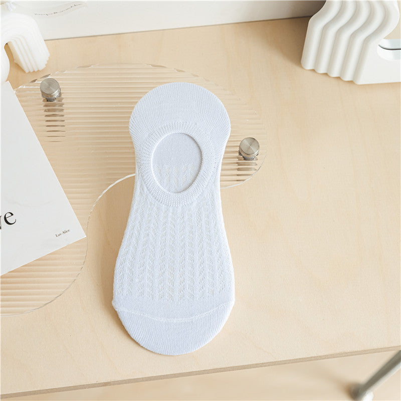 Spring and Summer Socks Women's Thin Shallow Mouth Invisible Boat Socks Non-slip and Non-falling Mesh Breathable Air-conditioning Socks Women's Socks