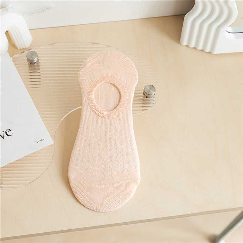 Spring and Summer Socks Women's Thin Shallow Mouth Invisible Boat Socks Non-slip and Non-falling Mesh Breathable Air-conditioning Socks Women's Socks