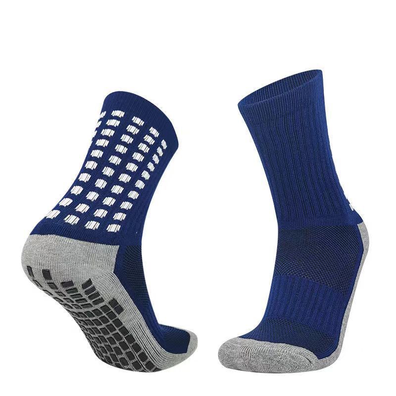 Gray Cotton-Soled Football Socks with Glue Dots, Non-Slip, Sweat-Absorbent and Breathable Mid-Tube Glue Socks, Towel-Soled Basketball Socks, Silicone Professional
