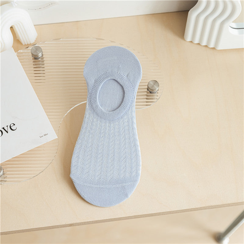 Spring and Summer Socks Women's Thin Shallow Mouth Invisible Boat Socks Non-slip and Non-falling Mesh Breathable Air-conditioning Socks Women's Socks