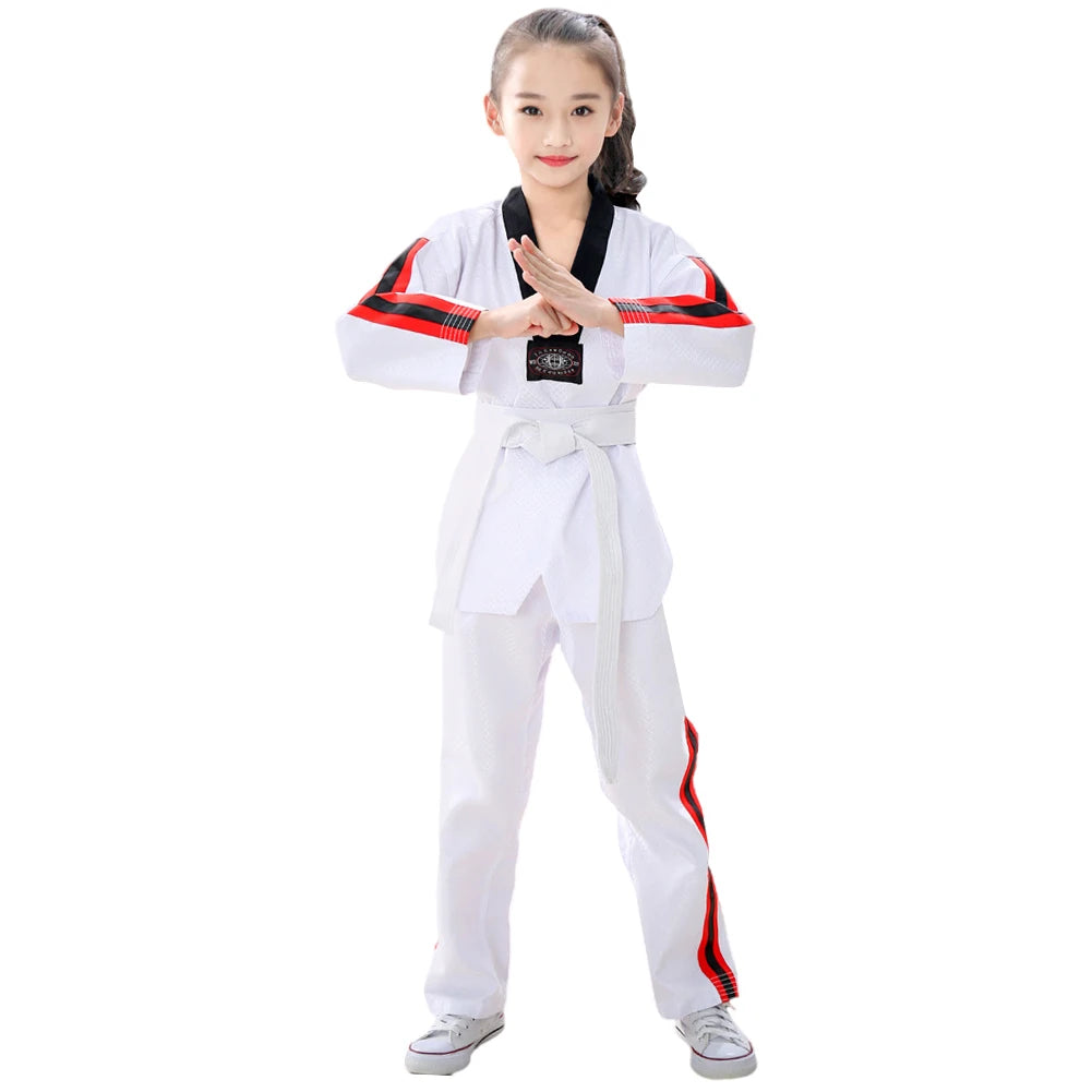 Children's Professional Judo Suits V-Neck Long Sleeve Boys Girls Karate Taekwondo Suit with Belt Kids Martial Arts Uniform Set