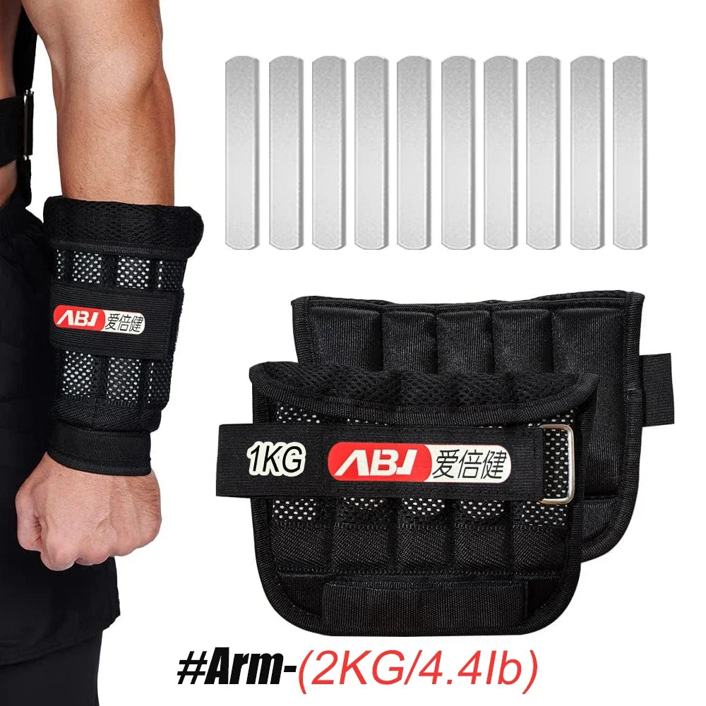 1Pair Adjustable Wrist & Ankle Weights (2kg/4.4LB Arms + 4kg/8.8LB Legs) – Removable Weight Plates for Running,Workouts,MenWomen