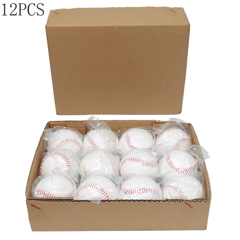 12 Pcs Nine inches Baseball Softball Hardball Training Balls Handmade Baseballs Hard&Soft Baseball Outdoor Practice Team Game