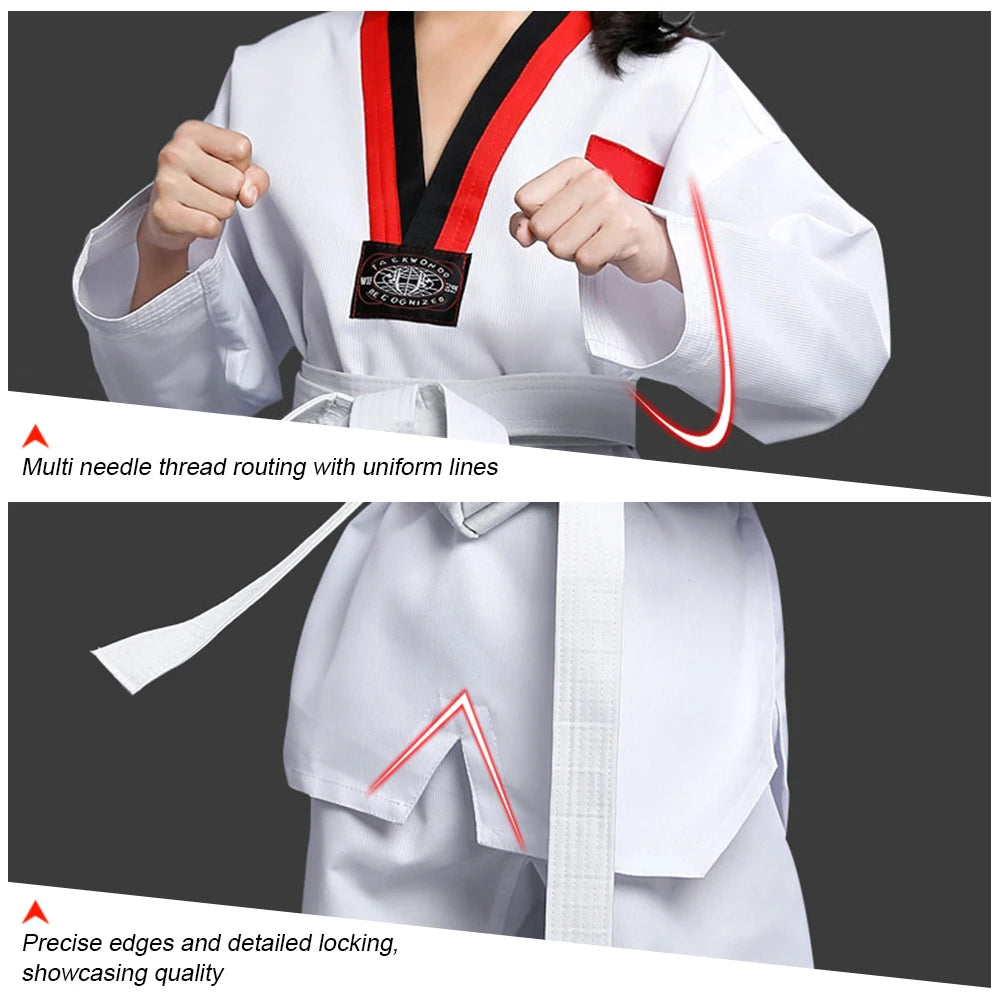 Children's Professional Judo Suits V-Neck Long Sleeve Boys Girls Karate Taekwondo Suit with Belt Kids Martial Arts Uniform Set
