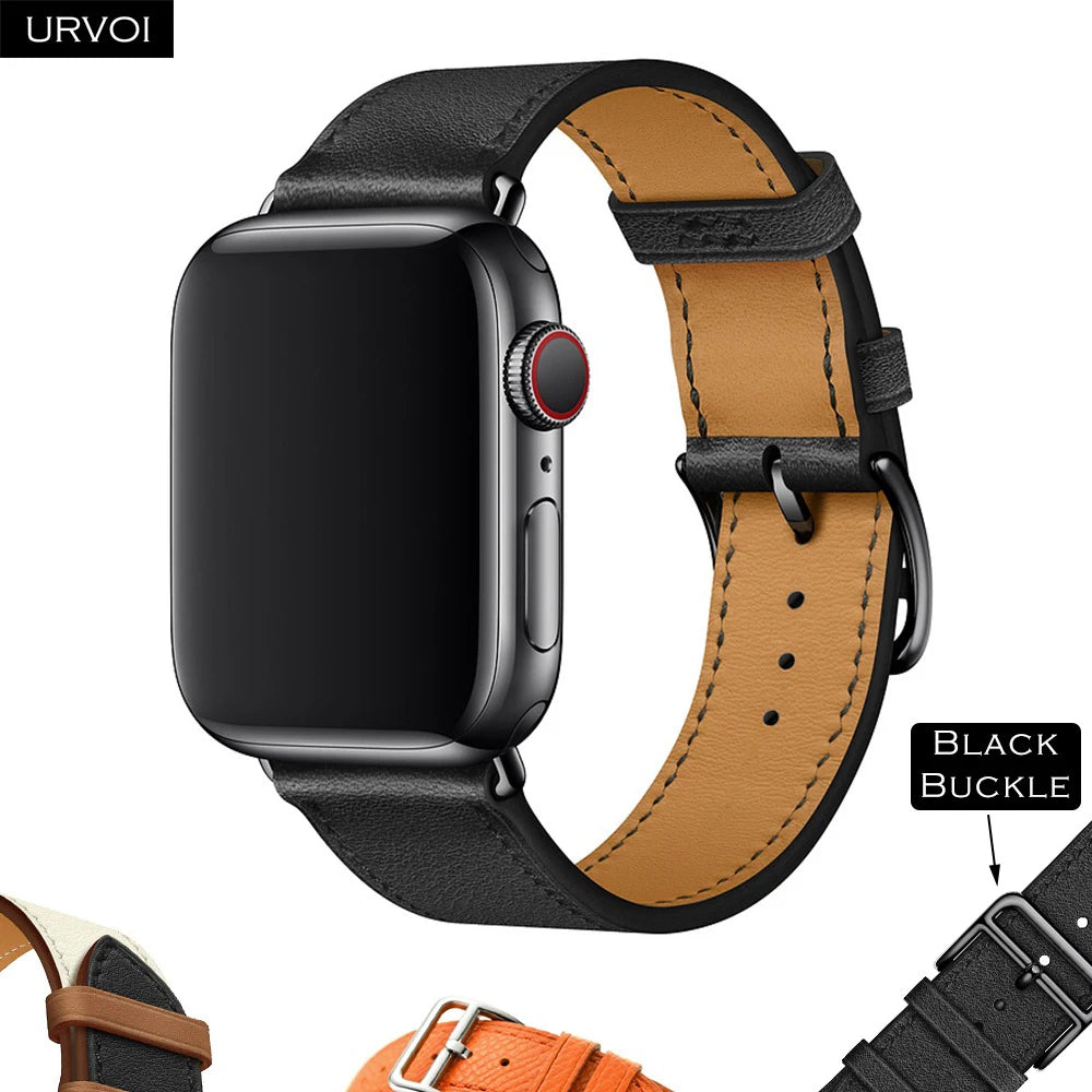 URVOI Leather band for apple watch series 11 10 9 8 7 SE ultra 3 2 single tour for iwatch straps wristband classic design 42mm
