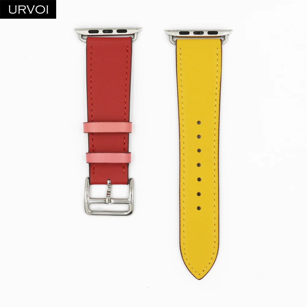 URVOI Leather band for apple watch series 11 10 9 8 7 SE ultra 3 2 single tour for iwatch straps wristband classic design 42mm