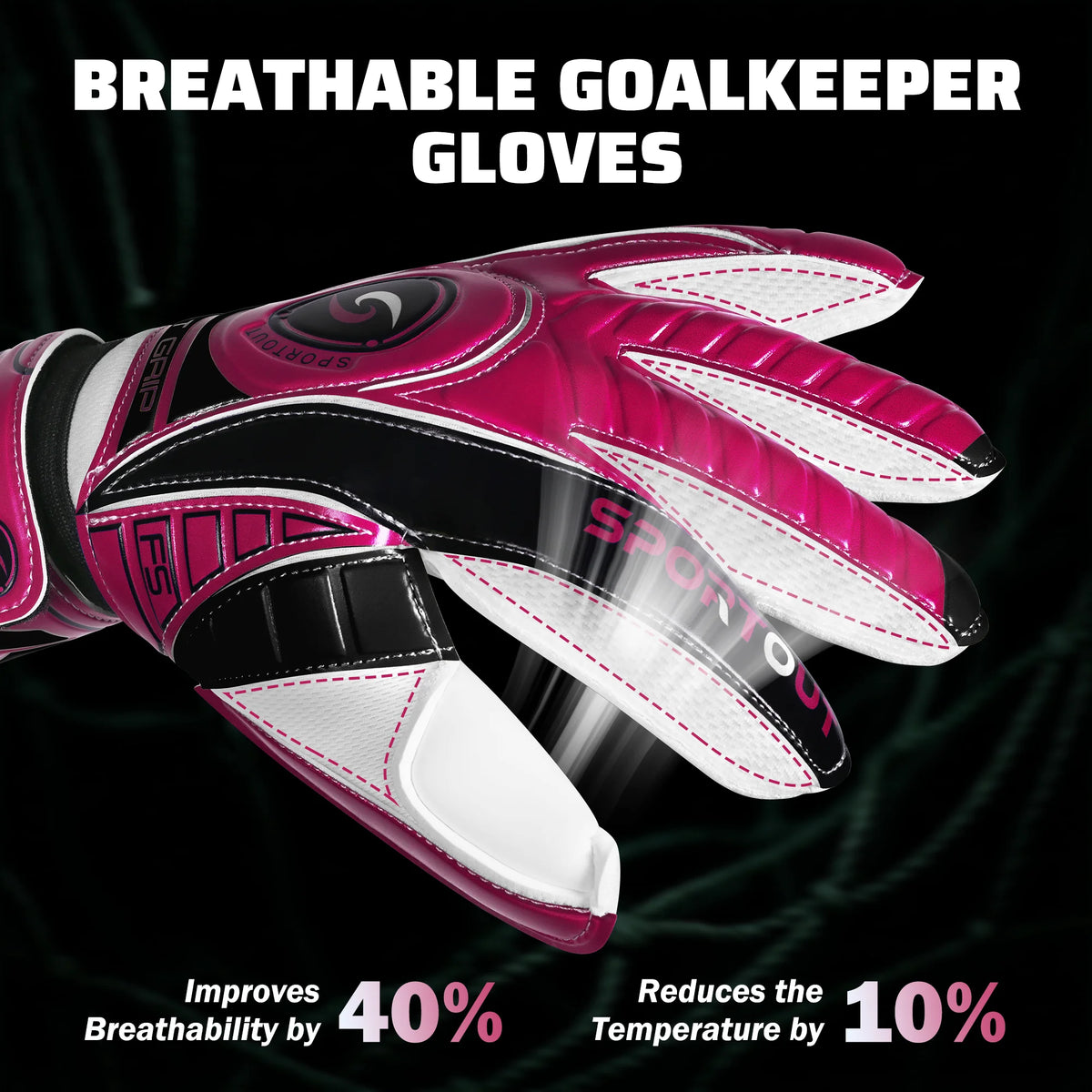 Sportout Goalkeeper Gloves, Goalkeeper Gloves, Durable Football Gloves, Breathable Football Goalkeeper Gloves