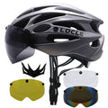 LOCLE Magnetic Goggles Cycling Helmet Men Women Bicycle Helmet Lenses MTB Bike Helmet Road Mountain Helmet Removable Sunvisor