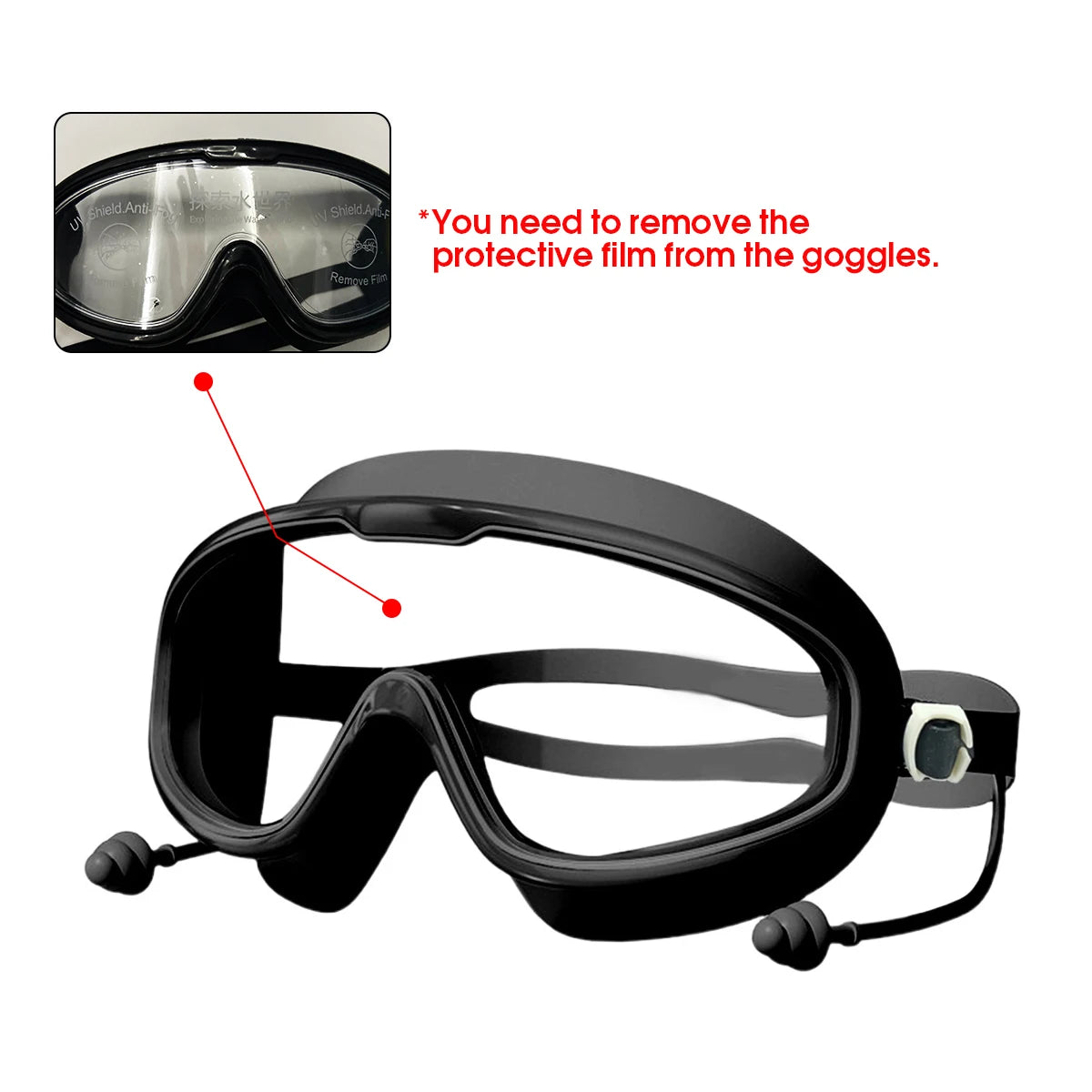 Large Frame Swimming Glasses for Men and Women HD Wide Angle Anti-Fog Anti-Ultraviolet Soft Silicone Swimming Goggles