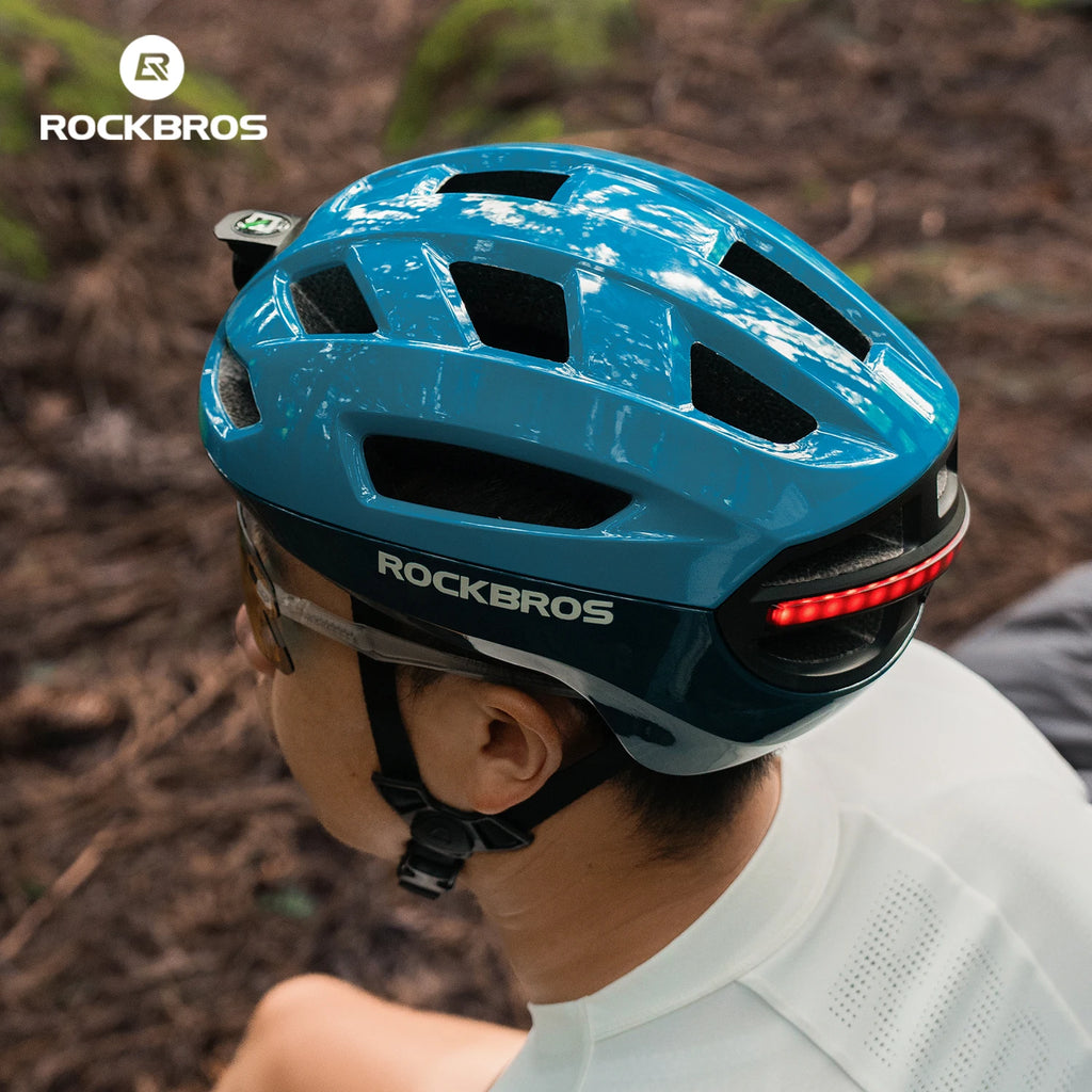 ROCKBROS Bike Helmet Light Helmet with Remote Control Rechargeable Tail light Bicycle Cycling Helmet Intelligent Safety Helmet