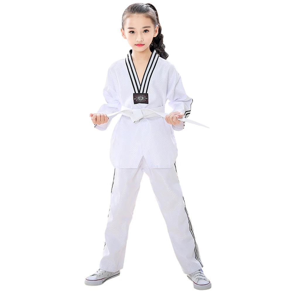 Children's Professional Judo Suits V-Neck Long Sleeve Boys Girls Karate Taekwondo Suit with Belt Kids Martial Arts Uniform Set