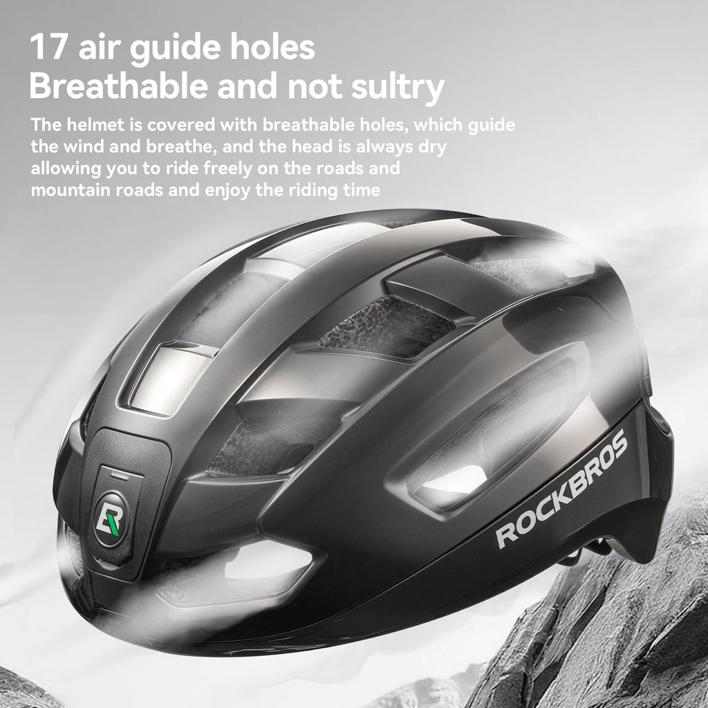 ROCKBROS Bike Helmet Light Helmet with Remote Control Rechargeable Tail light Bicycle Cycling Helmet Intelligent Safety Helmet