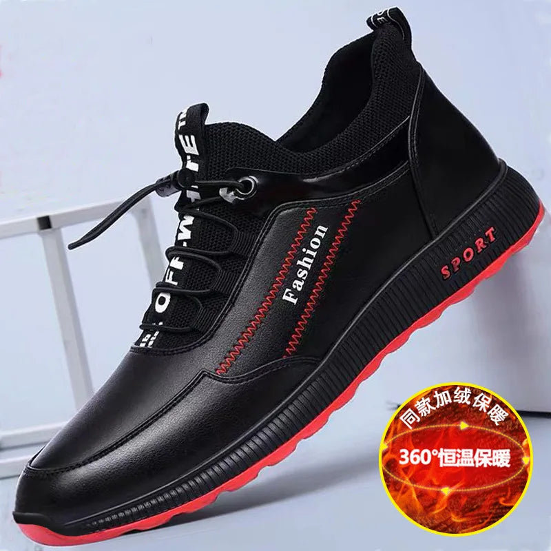 Tennis Shoes for Men Sneakers Men Leather Casual Shoes Mesh Sports Shoes Winter Plush Cotton Shoe Tenis Para Hombre