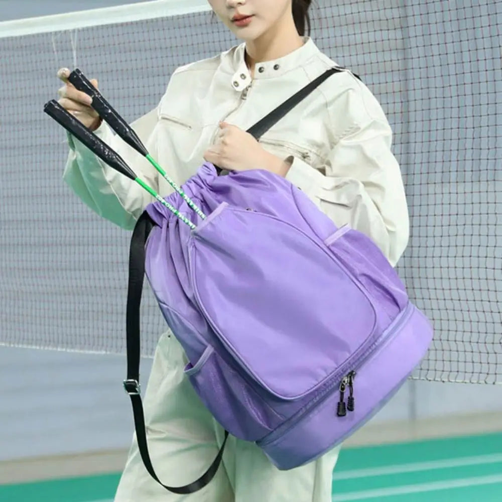 2 Rackets Tennis Racket Backpack with Shoes Pocket Large Capacity Gym Pack Adjustable Strap Drawstring Closure