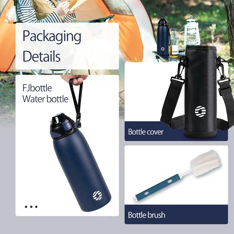 Fjbottle Water Bottle 600-1000ml Sports Water Bottle Keep Warm and Cold Drink Stainless Steel Vacuum Flask Outdoor travel Cup