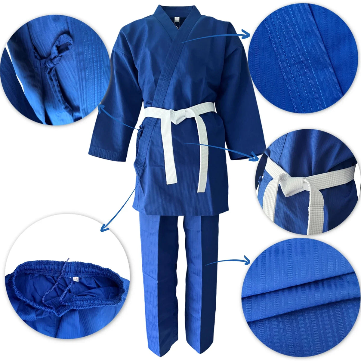 Lightweight Karate Gi Uniform Martial Arts Training With Free Belt Elastic Drawstring Judo Aikido Set