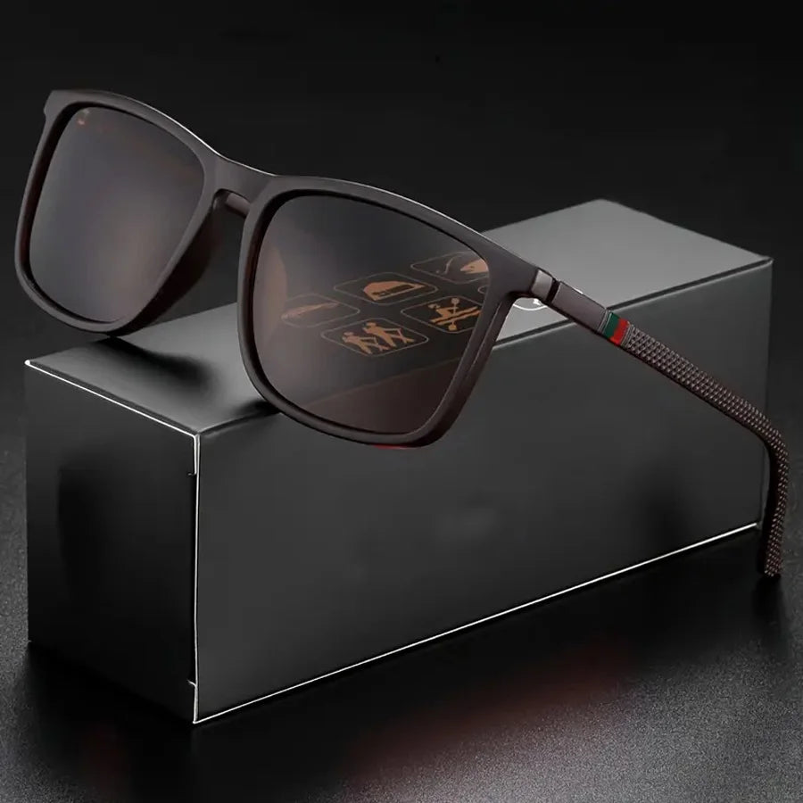 Classic Square Men's Sunglasses Comfortable Lightweight Black Frame Glasses Ideal for Travel Photography Gifts