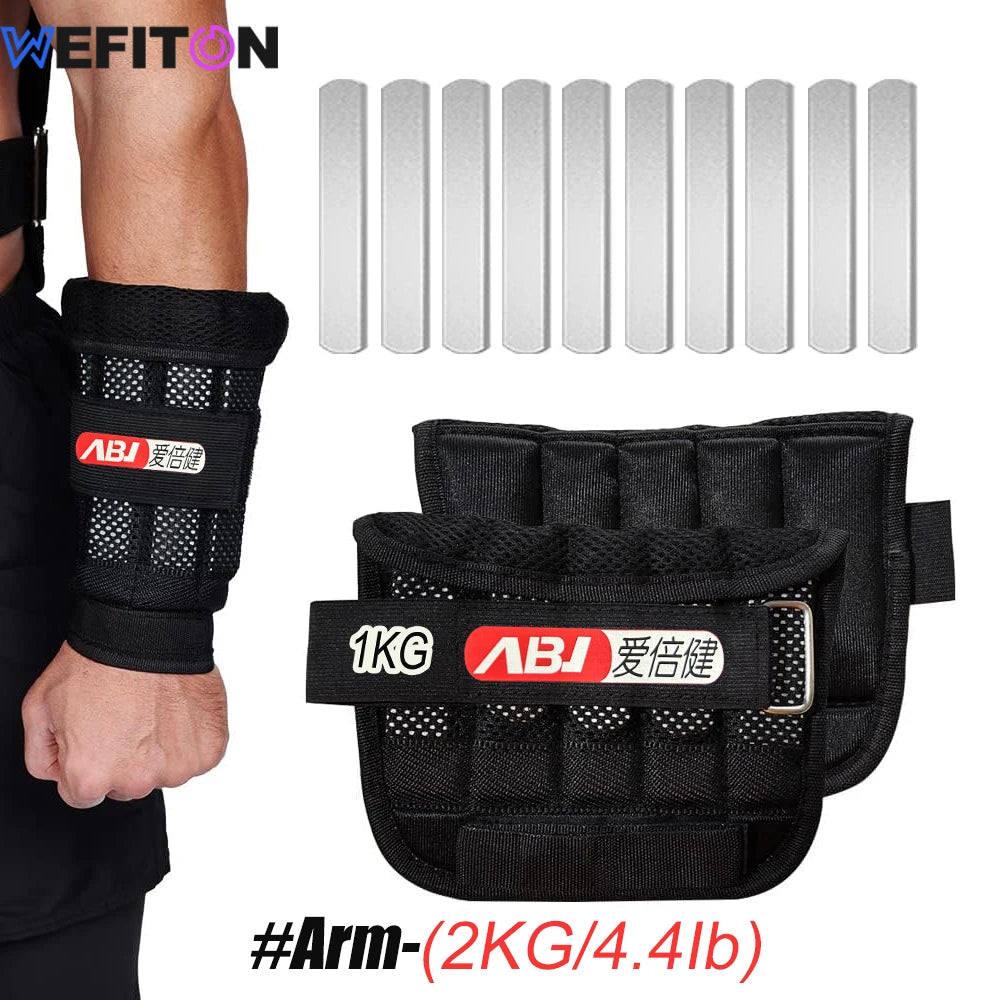 1Pair Adjustable Wrist & Ankle Weights (2kg/4.4LB Arms + 4kg/8.8LB Legs) – Removable Weight Plates for Running,Workouts,MenWomen