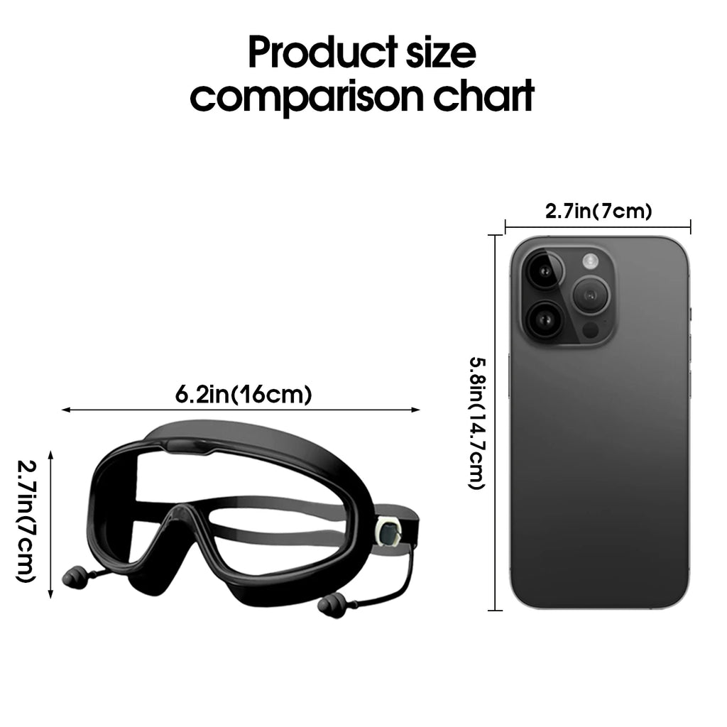 Large Frame Swimming Glasses for Men and Women HD Wide Angle Anti-Fog Anti-Ultraviolet Soft Silicone Swimming Goggles