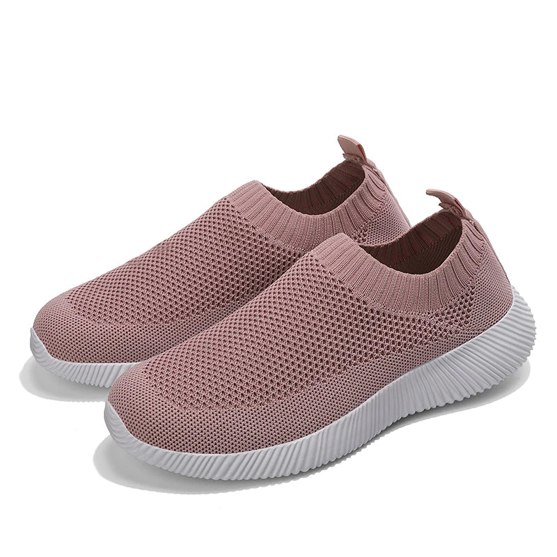 Moipheng 2023 Women Sneakers Vulcanized Shoes Sock Sneakers Women Summer Slip On Flat Shoes Women Plus Size Loafers Walking Flat