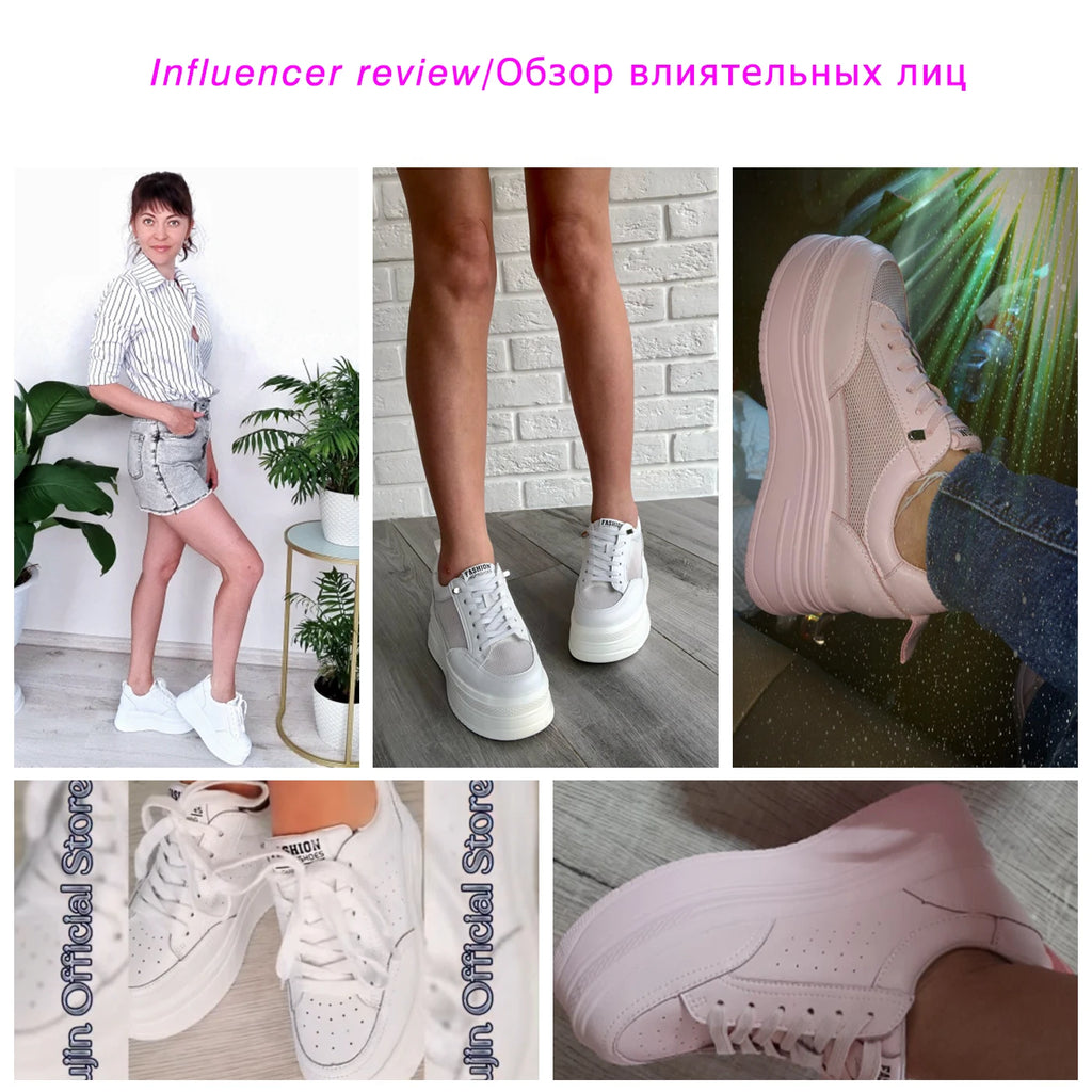 Fujin 8cm Genuine Leather Women Casual Shoes Chunky Sneakers Platform Wedge Heel Women Leisure Shoes Fall Winter Sneaker Women