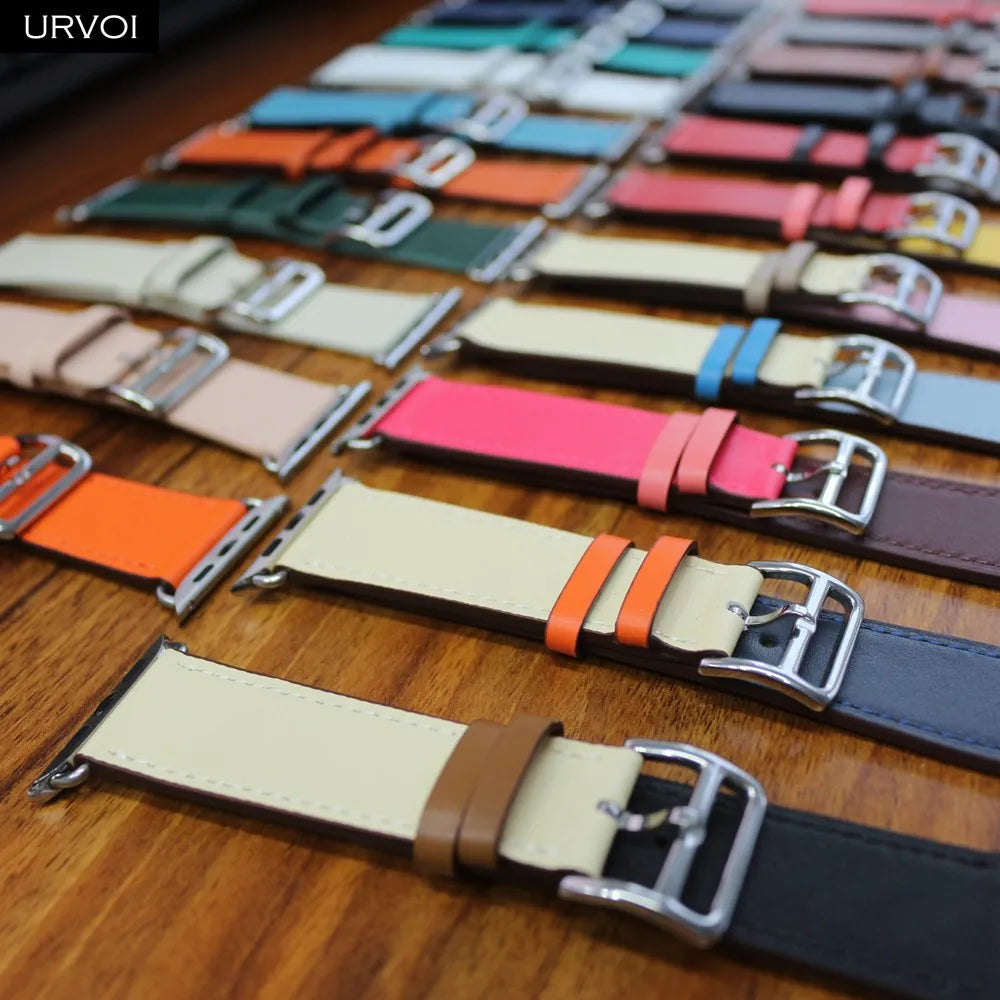 URVOI Leather band for apple watch series 11 10 9 8 7 SE ultra 3 2 single tour for iwatch straps wristband classic design 42mm