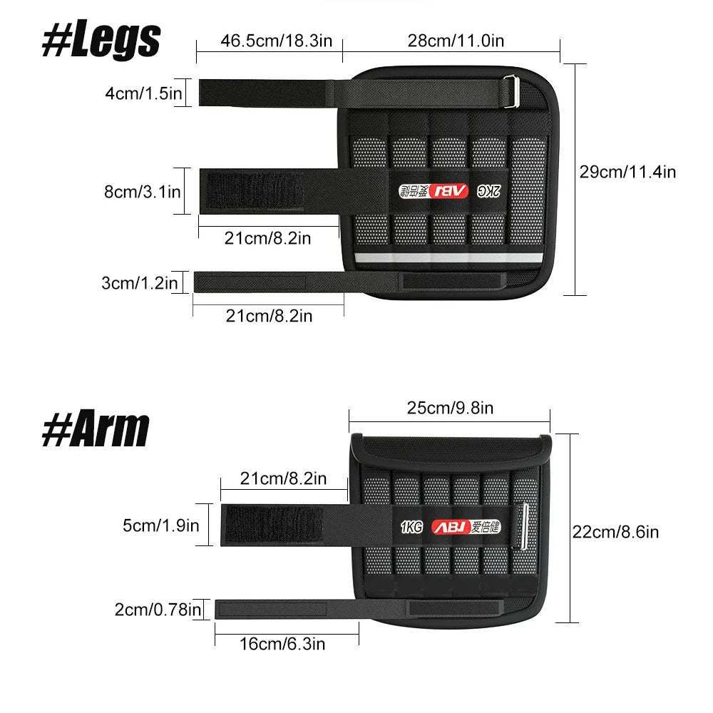 1Pair Adjustable Wrist & Ankle Weights (2kg/4.4LB Arms + 4kg/8.8LB Legs) – Removable Weight Plates for Running,Workouts,MenWomen
