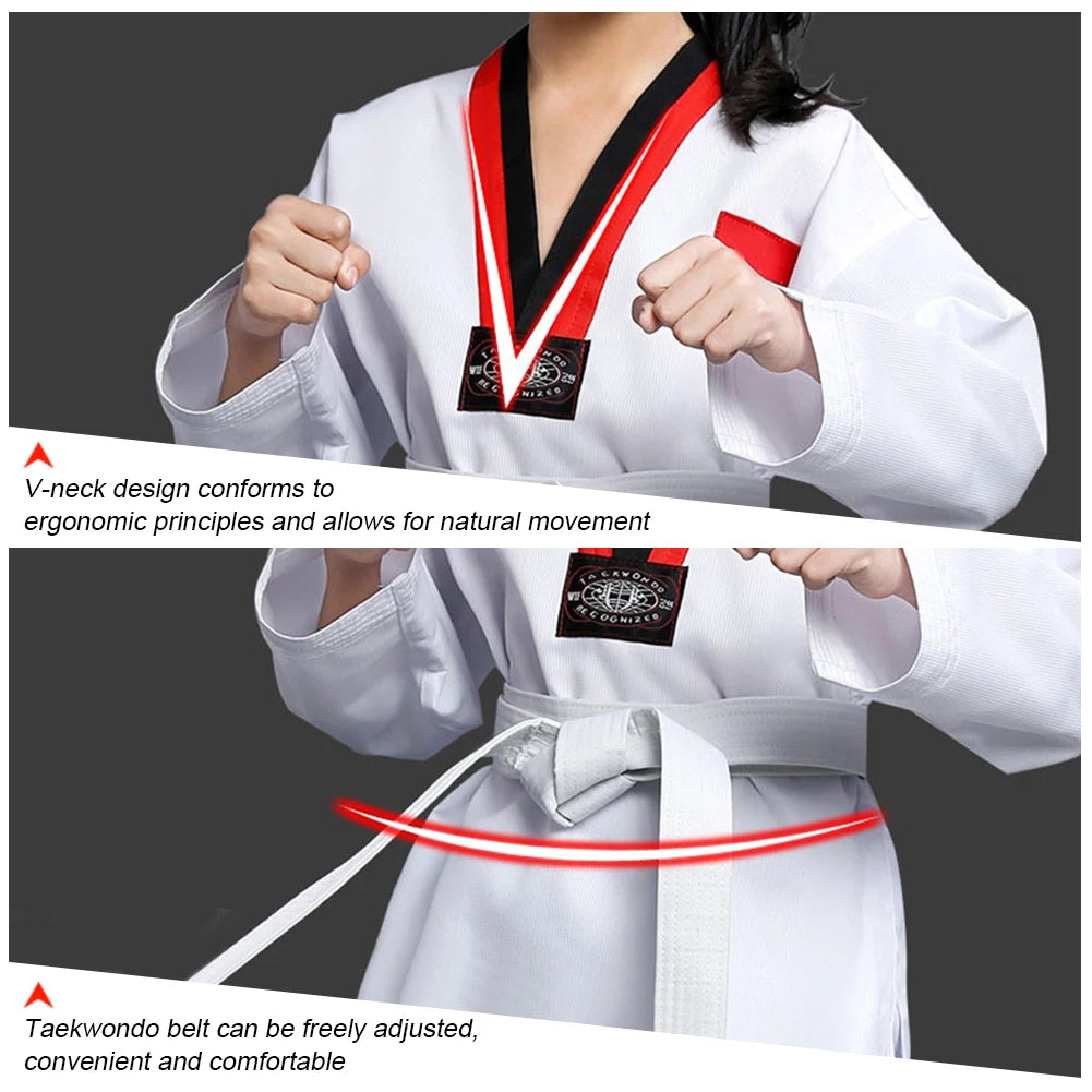 Children's Professional Judo Suits V-Neck Long Sleeve Boys Girls Karate Taekwondo Suit with Belt Kids Martial Arts Uniform Set