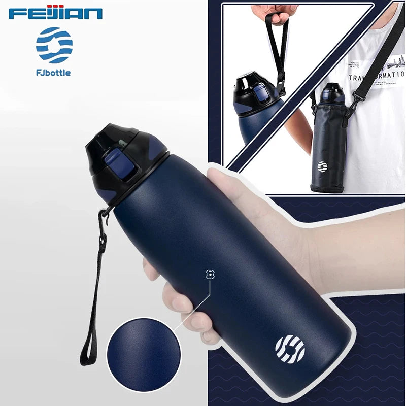 Fjbottle Water Bottle 600-1000ml Sports Water Bottle Keep Warm and Cold Drink Stainless Steel Vacuum Flask Outdoor travel Cup
