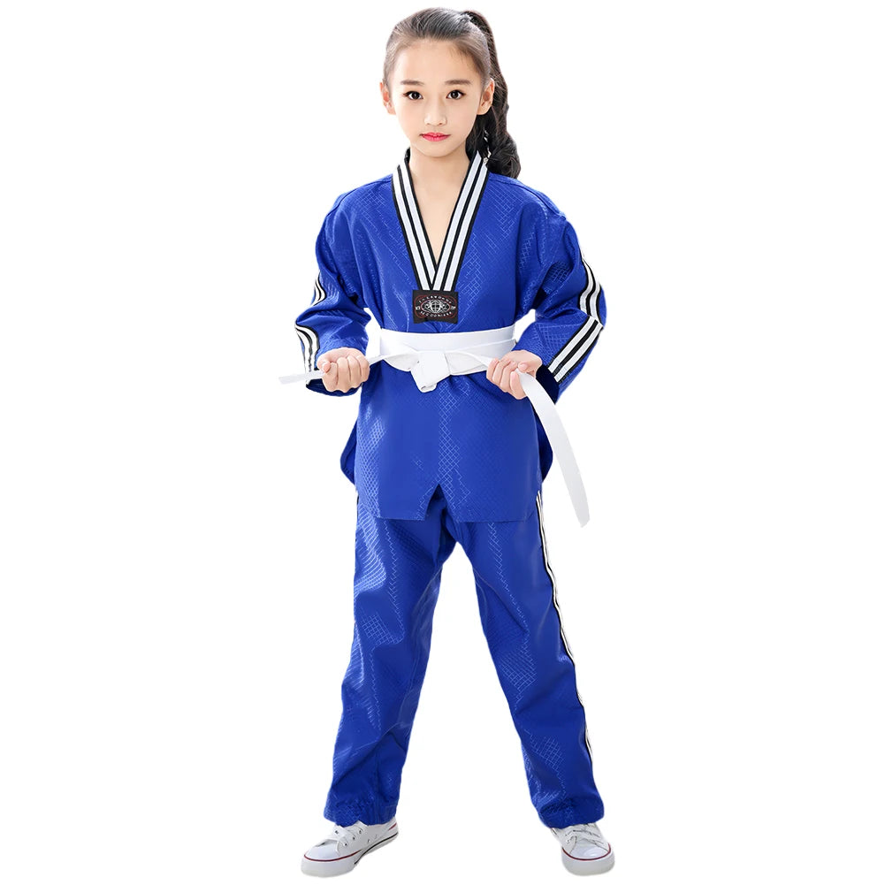 Children's Professional Judo Suits V-Neck Long Sleeve Boys Girls Karate Taekwondo Suit with Belt Kids Martial Arts Uniform Set