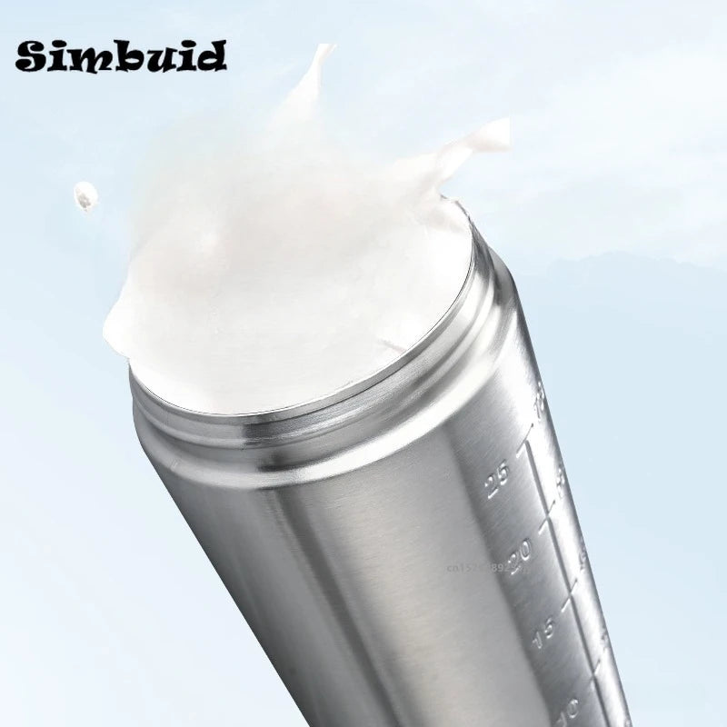 1pcs Stainless Steel Protein Powder Shaker Bottle with Ball Scale Leak Proof for Gym Fitness Sport Whey Shakes Water Cup