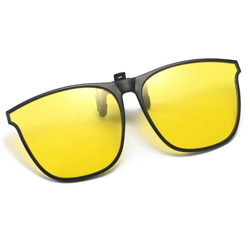 Polarized Clip On Sunglasses Men Car Driver Goggles UV400 Sun Glasses Anti Glare Vintage Square Glasses