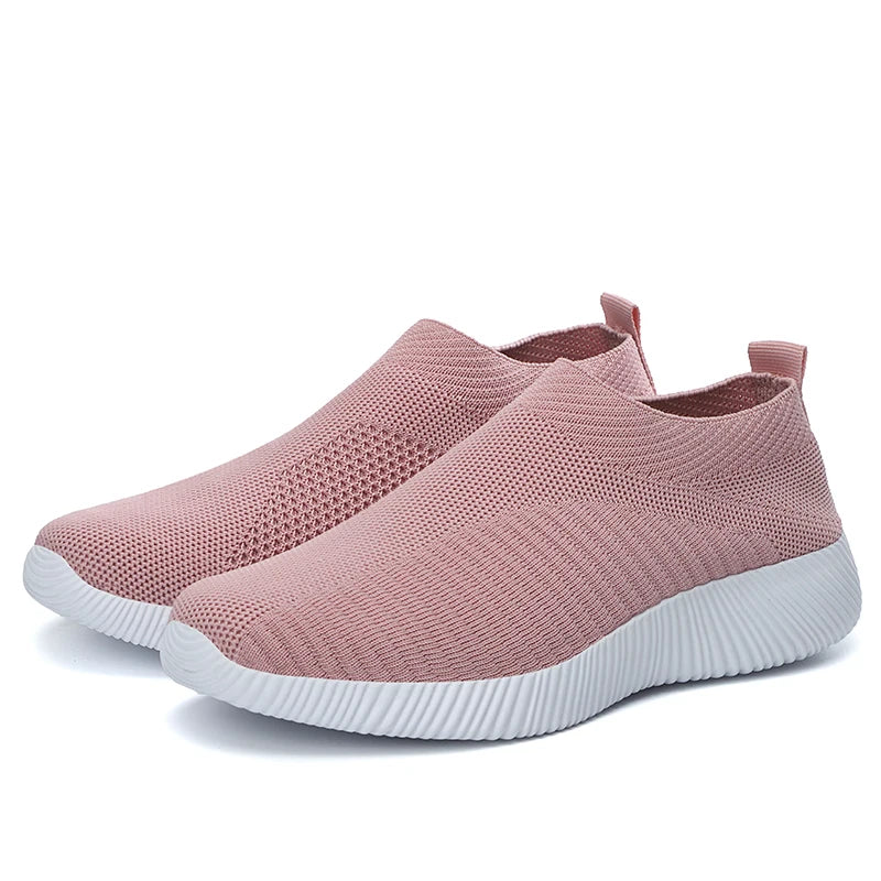 Moipheng 2023 Women Sneakers Vulcanized Shoes Sock Sneakers Women Summer Slip On Flat Shoes Women Plus Size Loafers Walking Flat