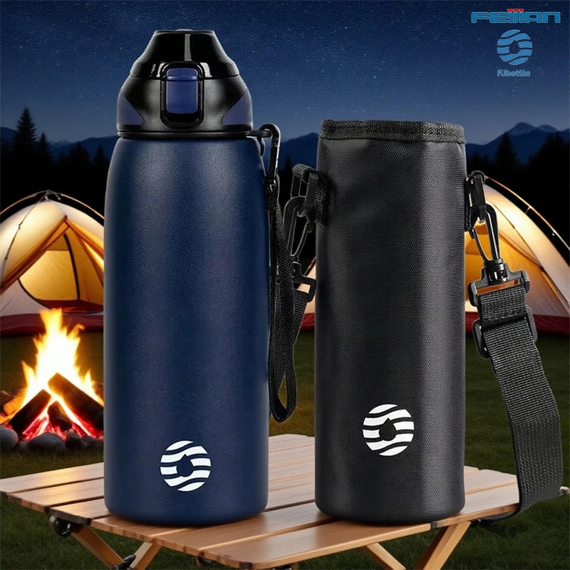 Fjbottle Water Bottle 600-1000ml Sports Water Bottle Keep Warm and Cold Drink Stainless Steel Vacuum Flask Outdoor travel Cup