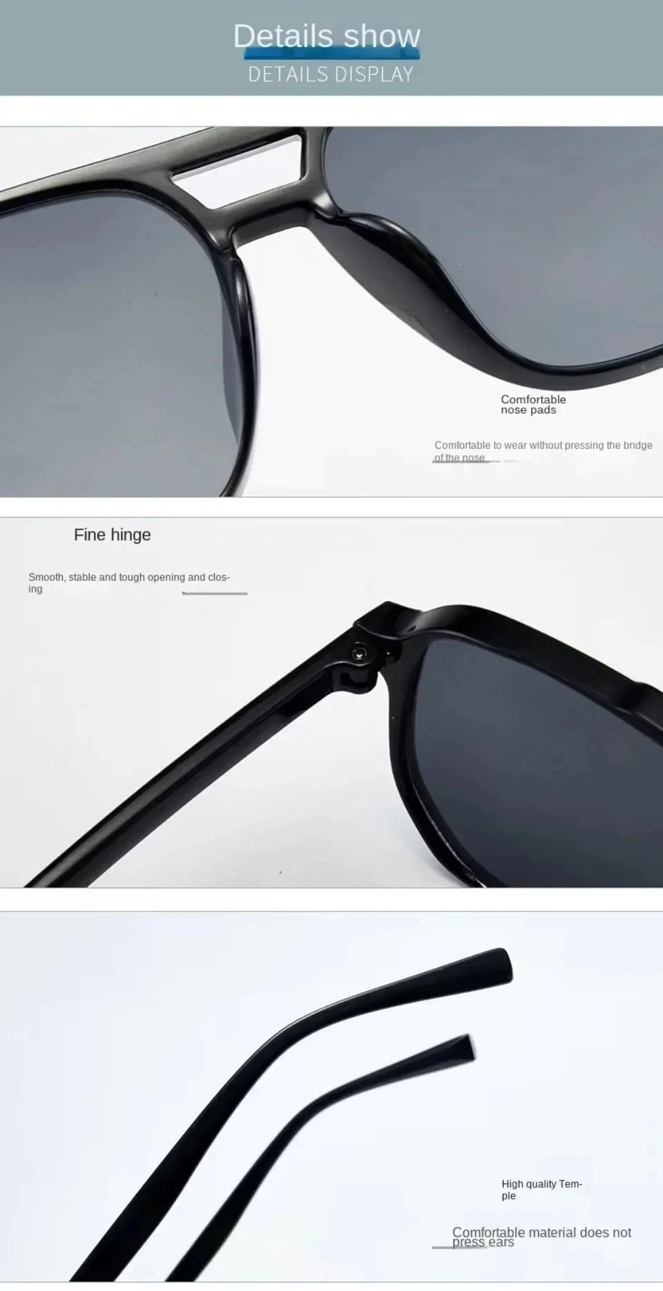 Vintage Men Women Big Sunglasses Men Square Shades Brand Designer Unisex Sun Glasses Black Lense Male Female Sunglasses UV400