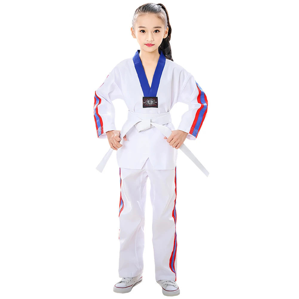 Children's Professional Judo Suits V-Neck Long Sleeve Boys Girls Karate Taekwondo Suit with Belt Kids Martial Arts Uniform Set