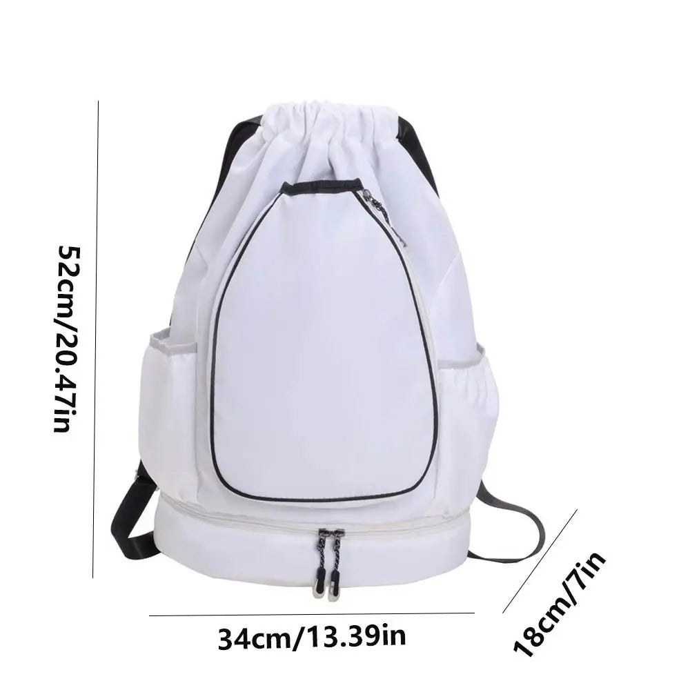 2 Rackets Tennis Racket Backpack with Shoes Pocket Large Capacity Gym Pack Adjustable Strap Drawstring Closure