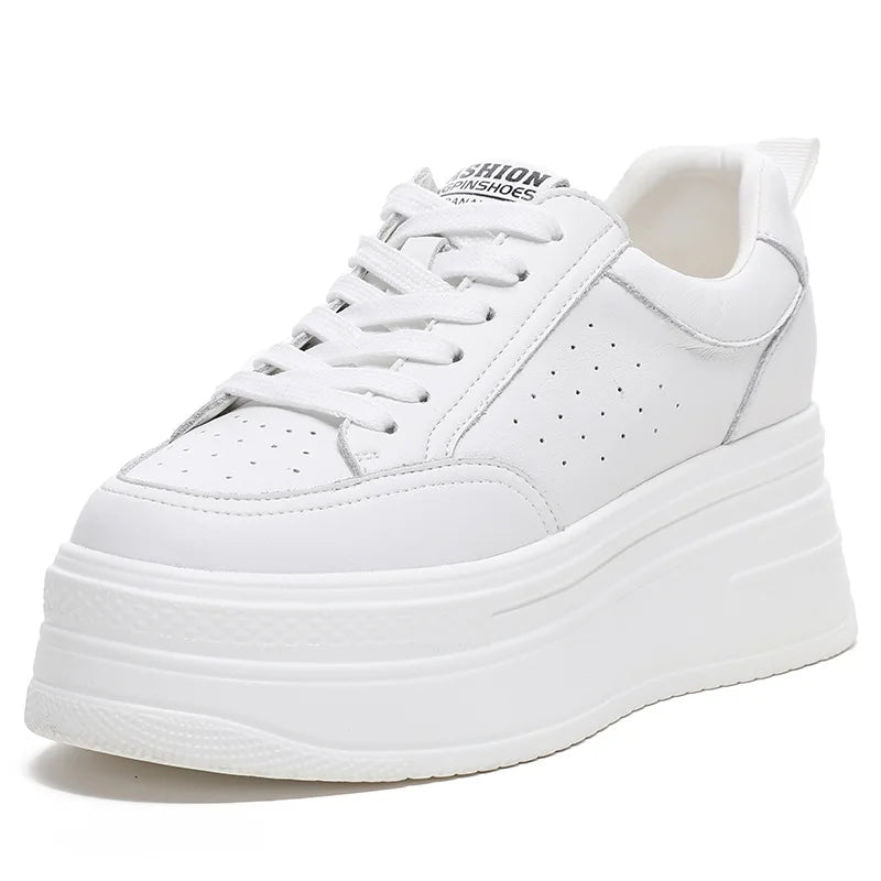 Fujin 8cm Genuine Leather Women Casual Shoes Chunky Sneakers Platform Wedge Heel Women Leisure Shoes Fall Winter Sneaker Women