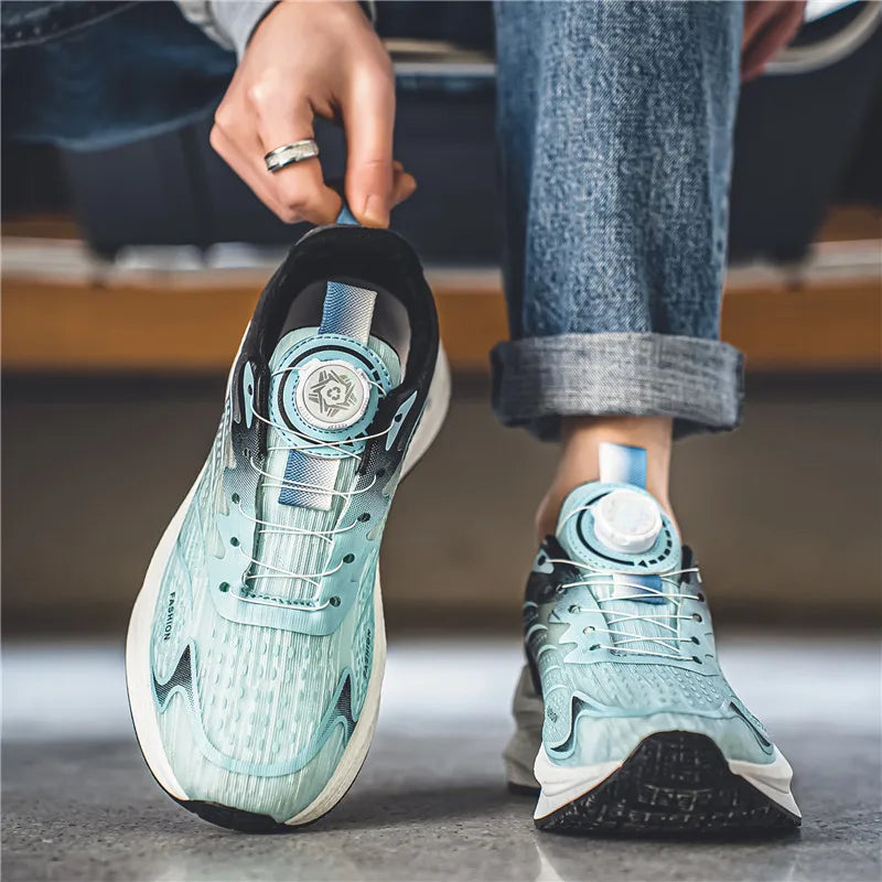Summer Breathable Casual Sports Shoes for Men, New Fashionable and Versatile Breathable Mesh Rotating Buckle Running Shoes Suitable for Outdoor Sports and Daily Wear