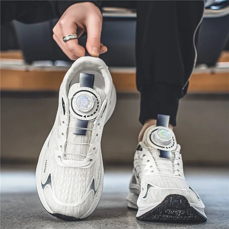 Summer Breathable Casual Sports Shoes for Men, New Fashionable and Versatile Breathable Mesh Rotating Buckle Running Shoes Suitable for Outdoor Sports and Daily Wear