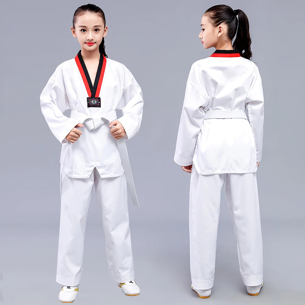 Children's Professional Judo Suits V-Neck Long Sleeve Boys Girls Karate Taekwondo Suit with Belt Kids Martial Arts Uniform Set